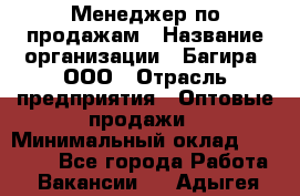 Менеджер по продажам › Название организации ­ Багира, ООО › Отрасль предприятия ­ Оптовые продажи › Минимальный оклад ­ 40 000 - Все города Работа » Вакансии   . Адыгея респ.